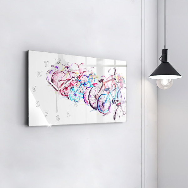 Horloge rectangulaire horizontale Vélos de ville colorés
