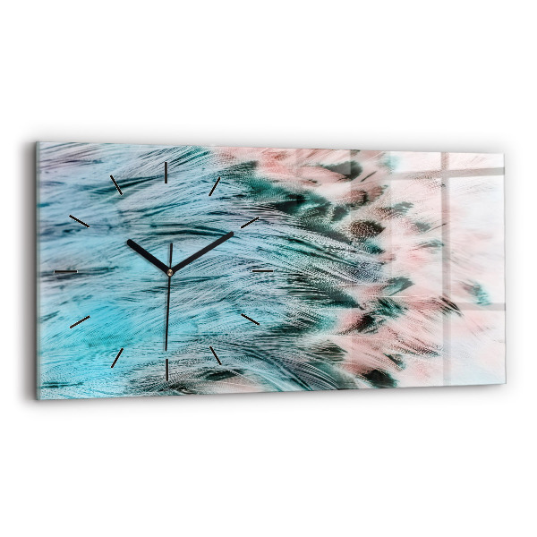 Horloge rectangulaire horizontale plumes colorées