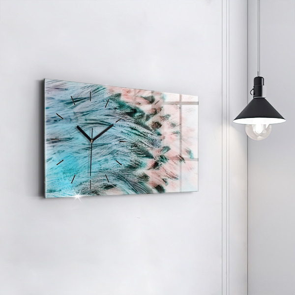 Horloge rectangulaire horizontale plumes colorées
