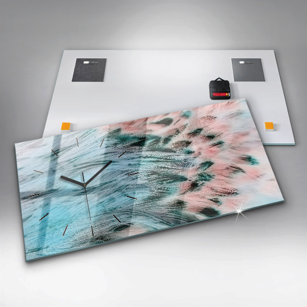 Horloge rectangulaire horizontale plumes colorées