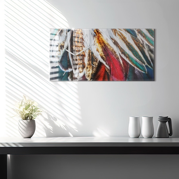 Horloge rectangulaire horizontale 'Plumes d''oiseaux marron clair'