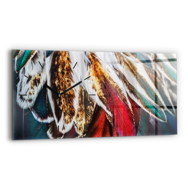 Horloge rectangulaire horizontale 'Plumes d''oiseaux marron clair'