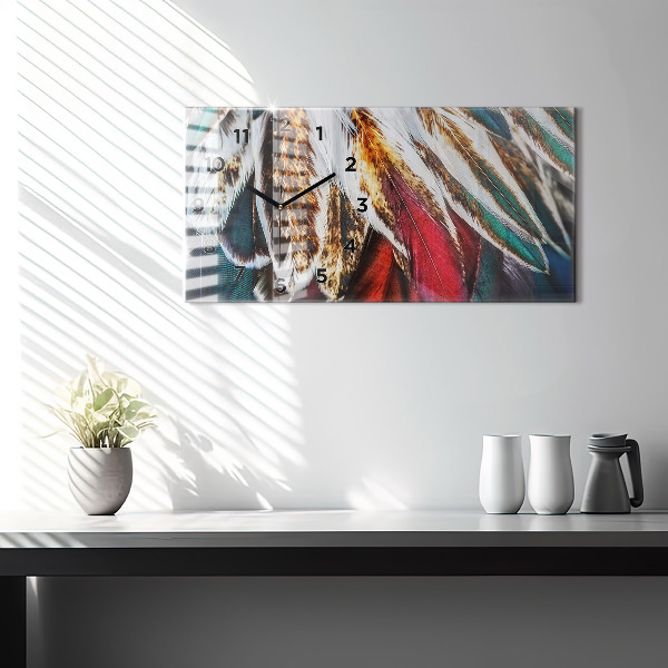 Horloge rectangulaire horizontale 'Plumes d''oiseaux marron clair'