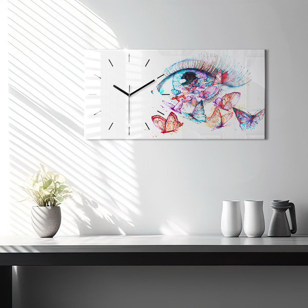 Horloge rectangulaire horizontale Papillons aux yeux colorés