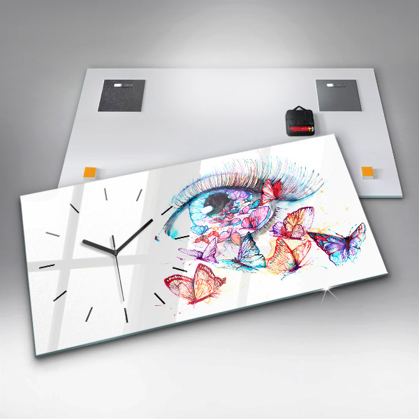 Horloge rectangulaire horizontale Papillons aux yeux colorés