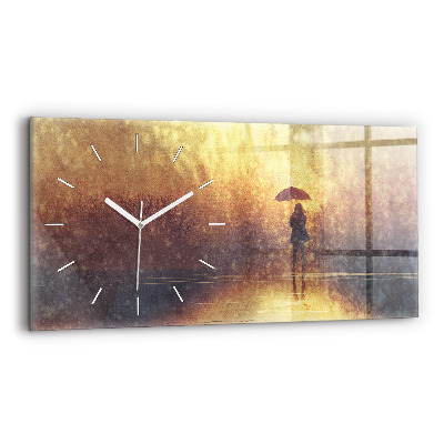 Horloge rectangulaire horizontale femme avec parapluie