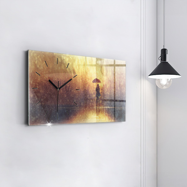 Horloge rectangulaire horizontale femme avec parapluie