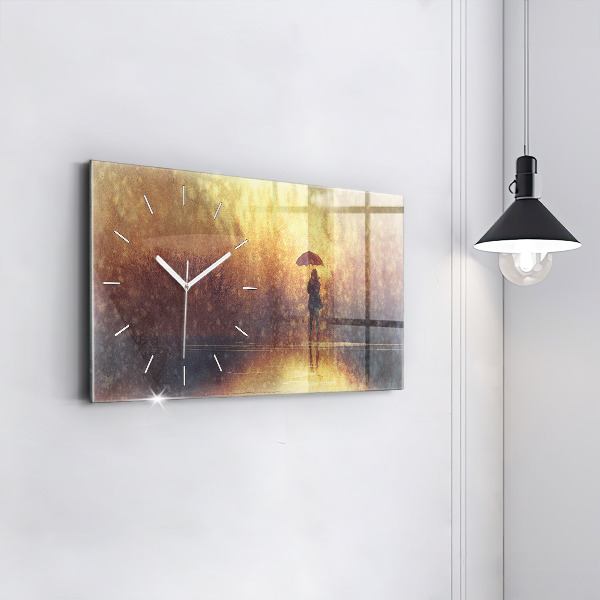 Horloge rectangulaire horizontale femme avec parapluie