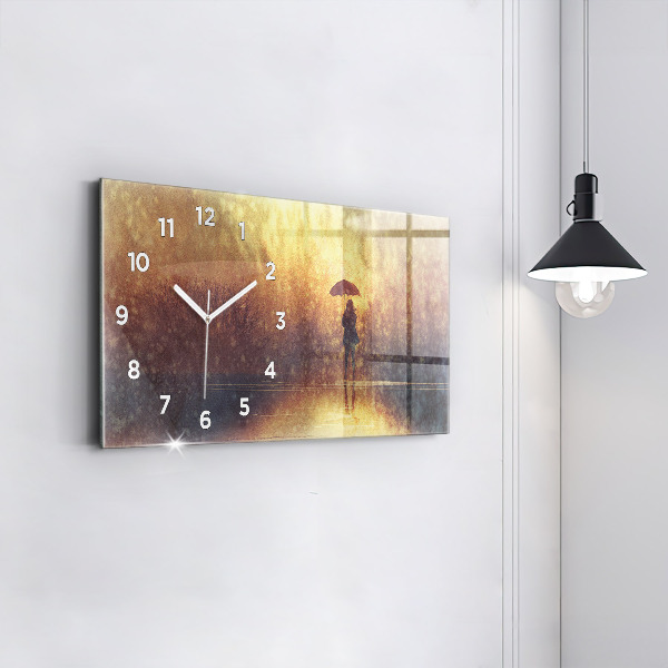 Horloge rectangulaire horizontale femme avec parapluie