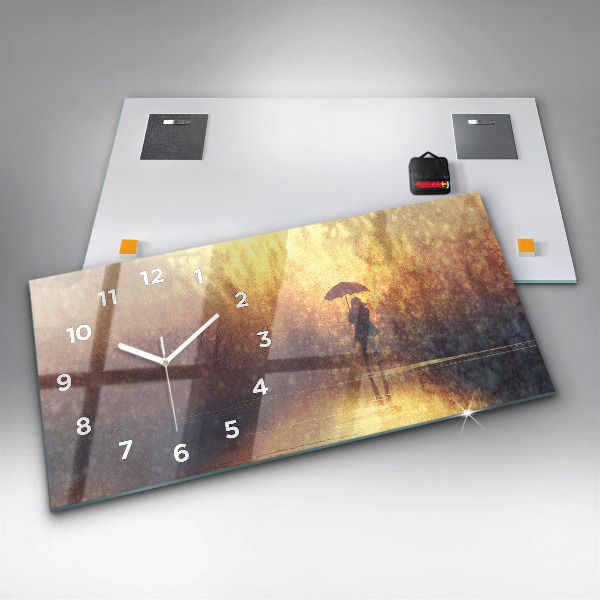 Horloge rectangulaire horizontale femme avec parapluie