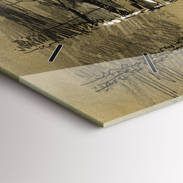 Horloge rectangulaire horizontale Parc et arbres en sépia