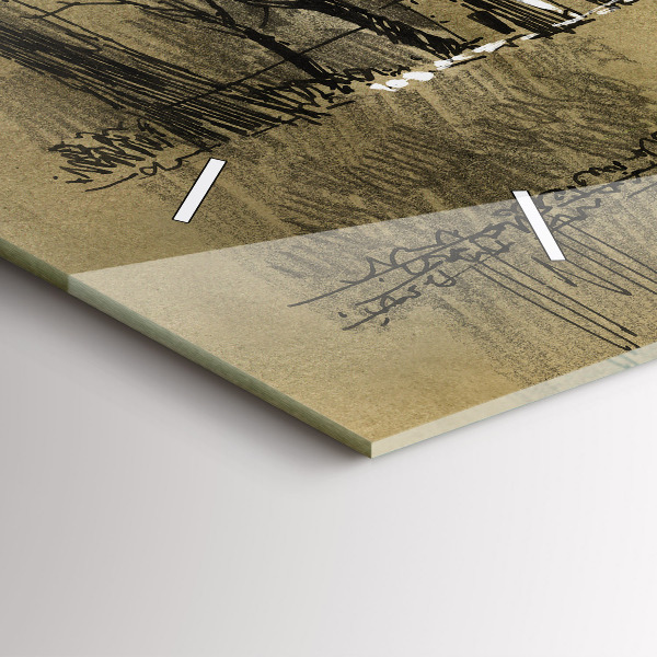 Horloge rectangulaire horizontale Parc et arbres en sépia