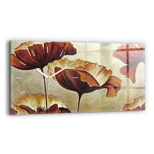 Horloge rectangulaire horizontale Coquelicots peints
