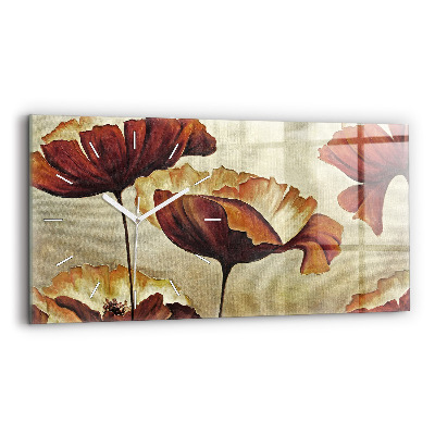 Horloge rectangulaire horizontale Coquelicots peints