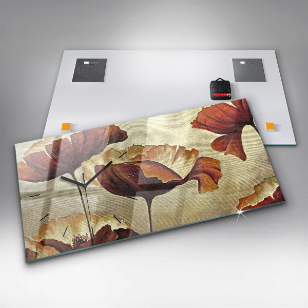 Horloge rectangulaire horizontale Coquelicots peints