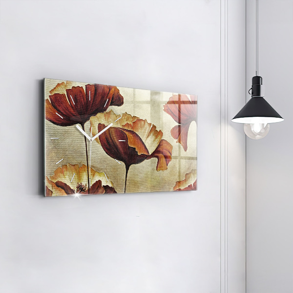 Horloge rectangulaire horizontale Coquelicots peints