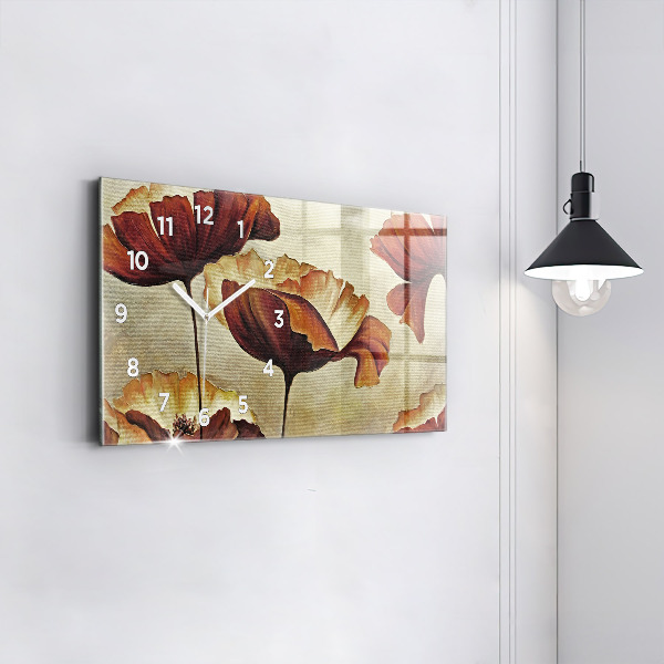 Horloge rectangulaire horizontale Coquelicots peints