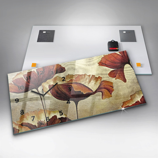 Horloge rectangulaire horizontale Coquelicots peints