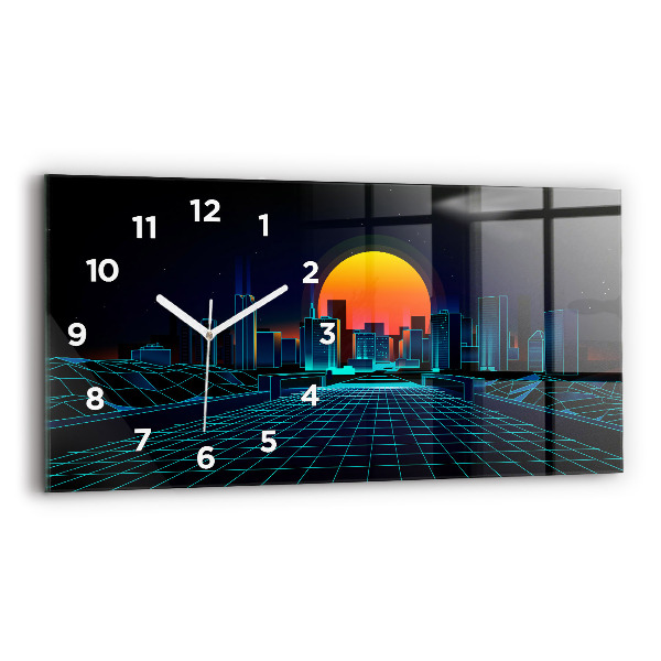 Horloge murale horizontale Cyberspace City