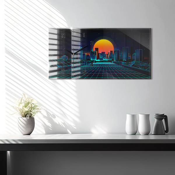 Horloge murale horizontale Cyberspace City