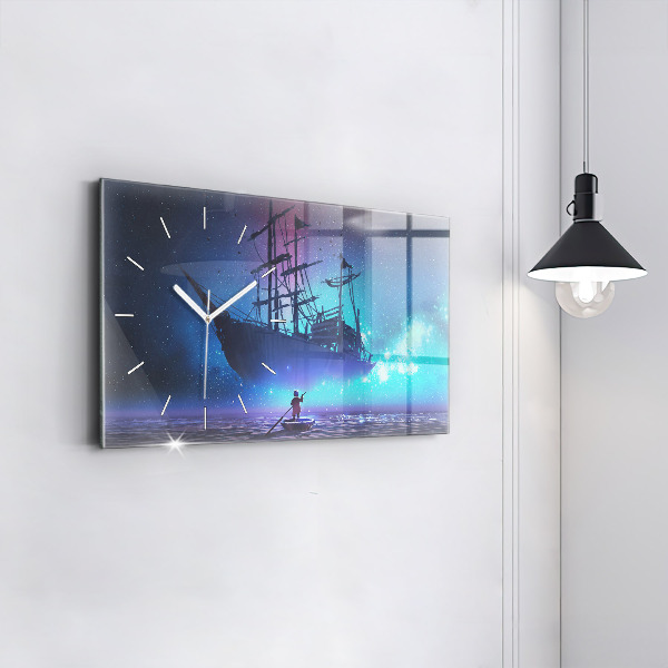 Horloge murale horizontale Voilier fantastique
