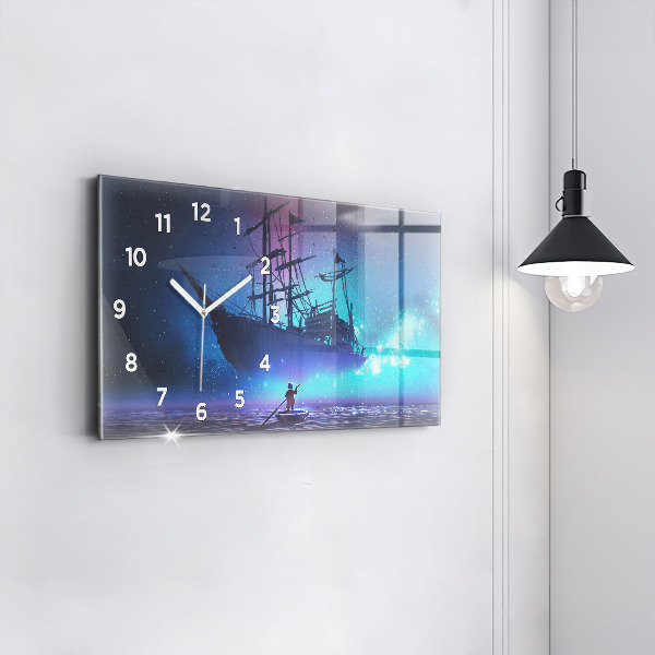 Horloge murale horizontale Voilier fantastique