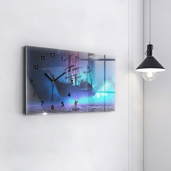 Horloge murale horizontale Voilier fantastique