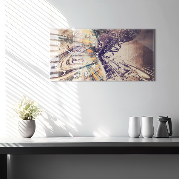 Horloge murale horizontale Mécanisme abstrait