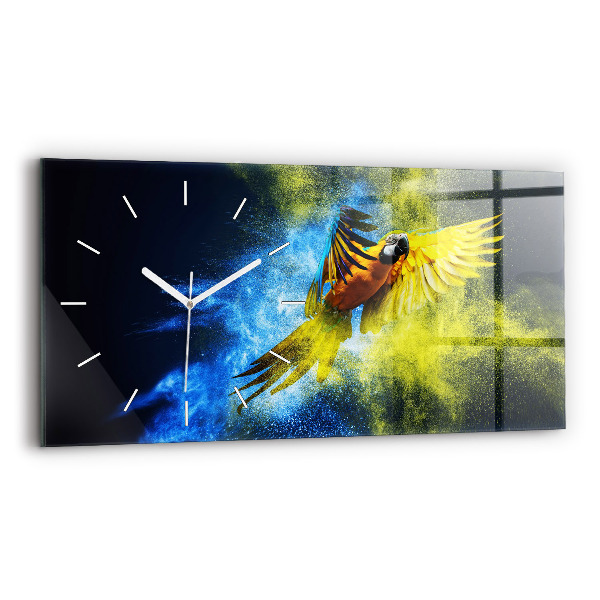 Horloge murale horizontale Perroquet coloré