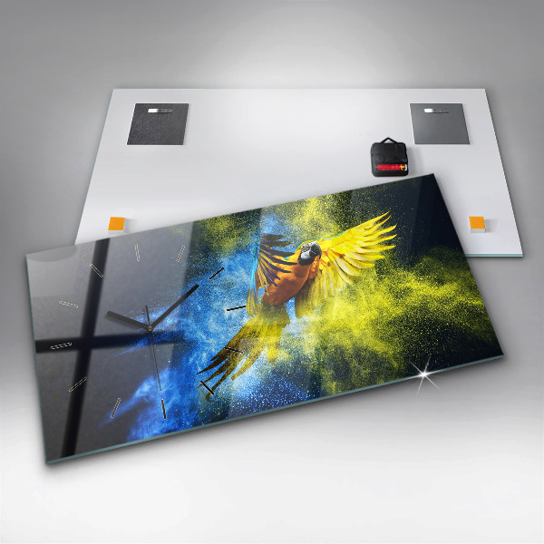 Horloge murale horizontale Perroquet coloré