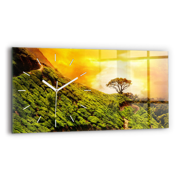 Horloge rectangulaire horizontale Colline du thé