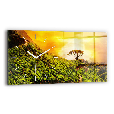Horloge rectangulaire horizontale Colline du thé