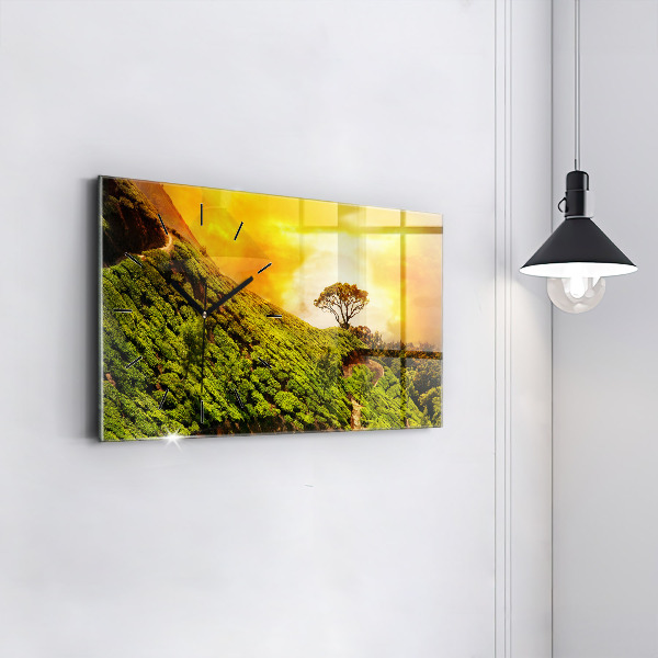 Horloge rectangulaire horizontale Colline du thé