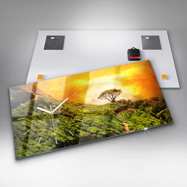Horloge rectangulaire horizontale Colline du thé