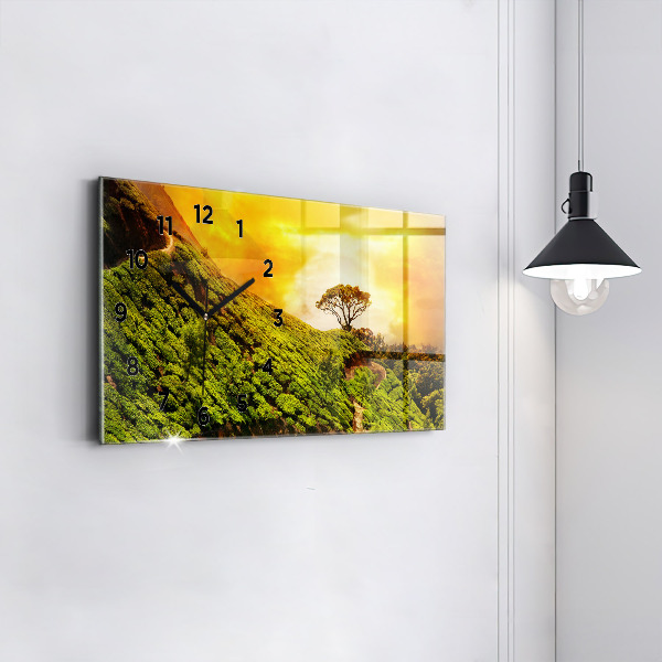 Horloge rectangulaire horizontale Colline du thé