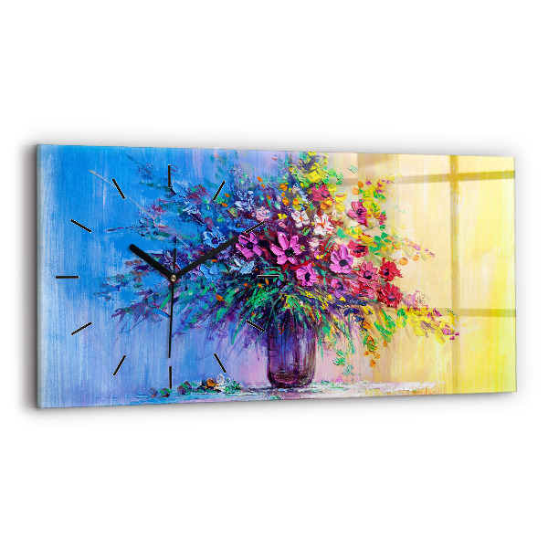Horloge murale horizontale Fleurs dans un vase
