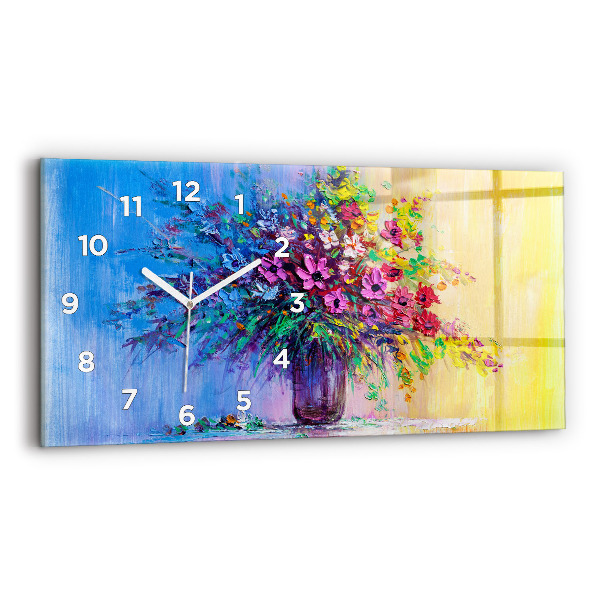 Horloge murale horizontale Fleurs dans un vase