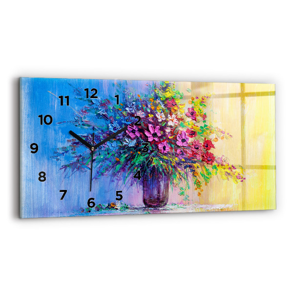 Horloge murale horizontale Fleurs dans un vase