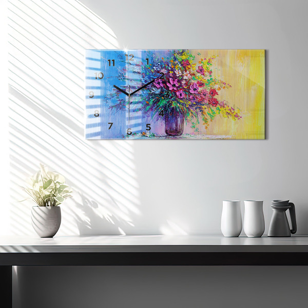 Horloge murale horizontale Fleurs dans un vase