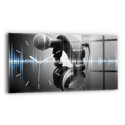 Horloge rectangulaire horizontale Microphone et casque