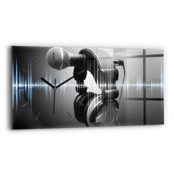 Horloge rectangulaire horizontale Microphone et casque