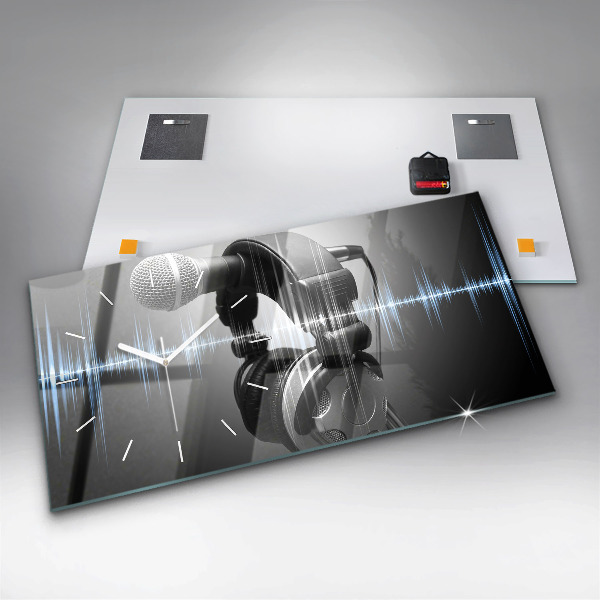 Horloge rectangulaire horizontale Microphone et casque