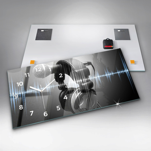 Horloge rectangulaire horizontale Microphone et casque