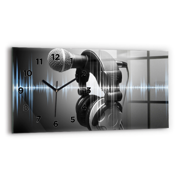 Horloge rectangulaire horizontale Microphone et casque