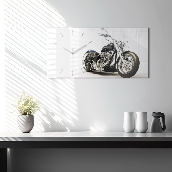 Horloge rectangulaire horizontale Moto noire