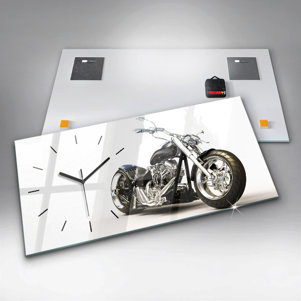 Horloge rectangulaire horizontale Moto noire