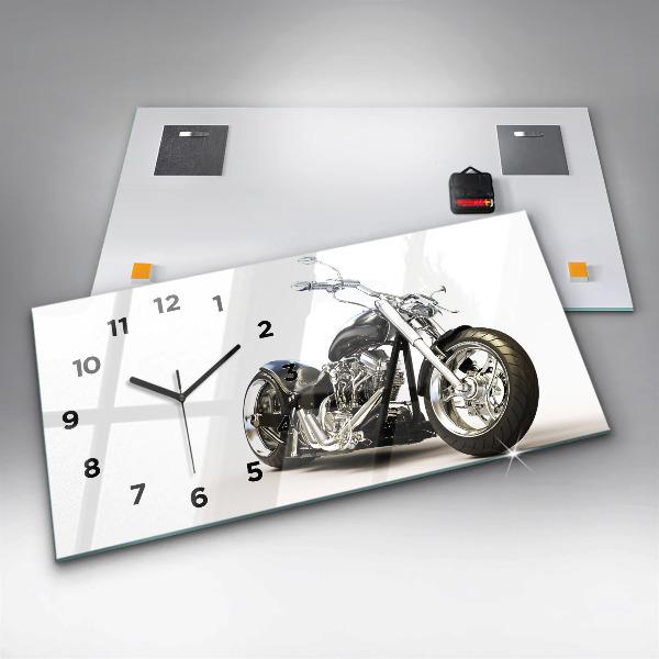 Horloge rectangulaire horizontale Moto noire