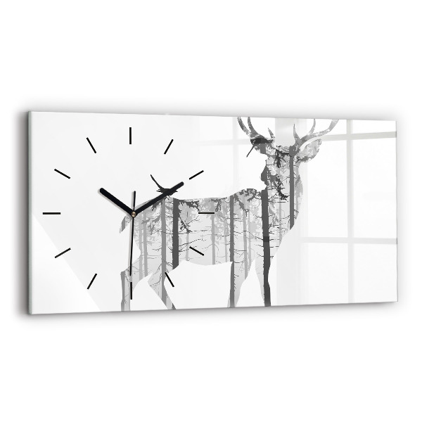 Horloge rectangulaire horizontale 'Silhouette d''un cerf Forêt'