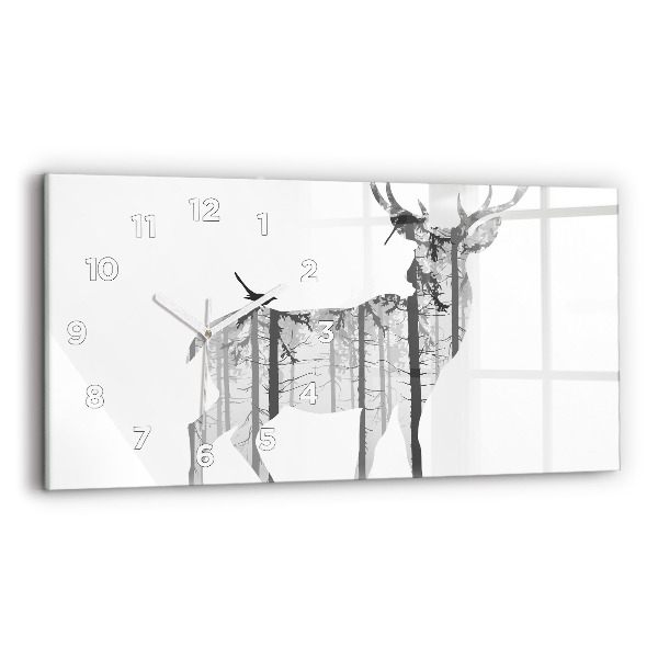 Horloge rectangulaire horizontale 'Silhouette d''un cerf Forêt'