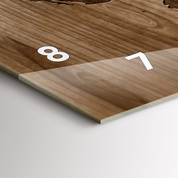 Horloge rectangulaire horizontale Carte du monde sur bois